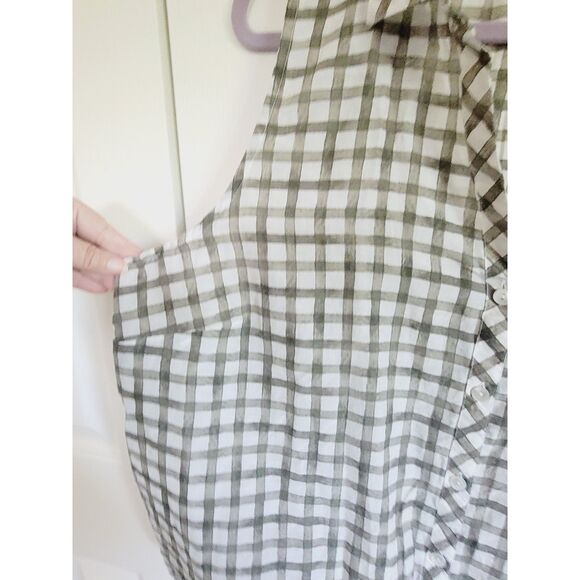 J. Jill XL Cotton Silk Blend Button Up Tie Front Sleeveless Top Green Sleeveless - Picture 5 of 7